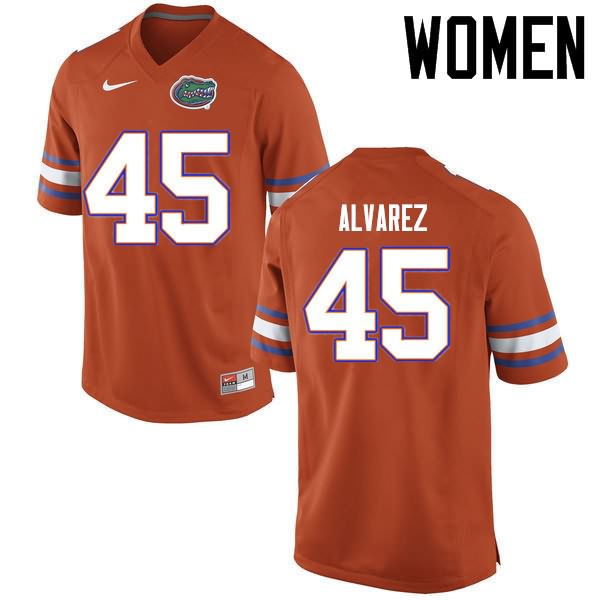 NCAA Florida Gators Carlos Alvarez Women's #45 Nike Orange Stitched Authentic College Football Jersey OWZ6864CT